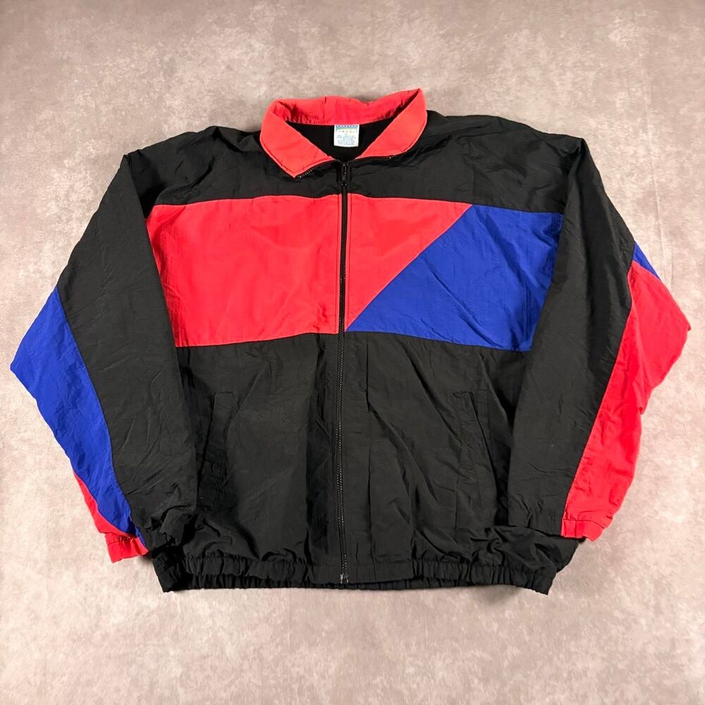 vintage 90s cheetah mervyns color block full zip windbreaker